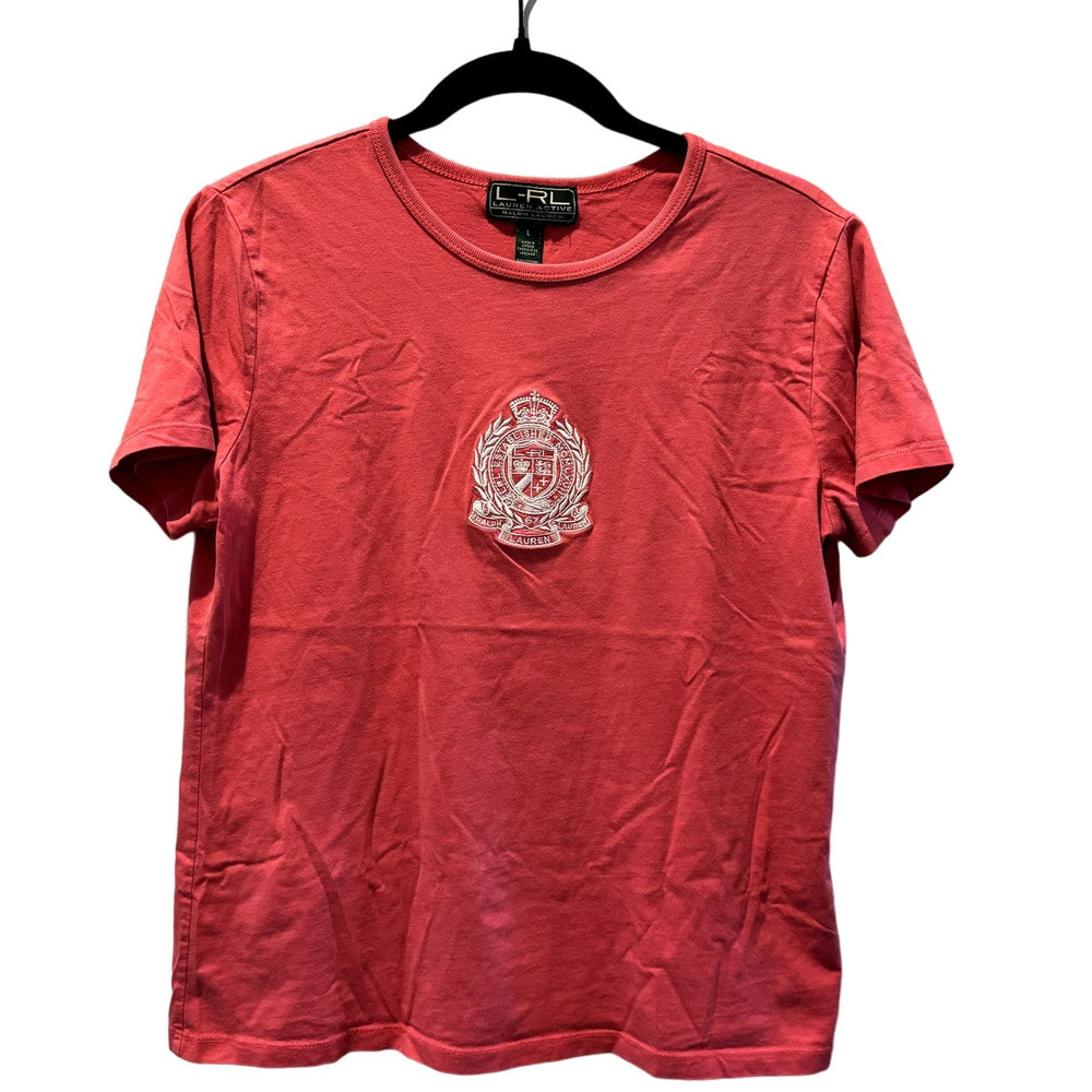 Vintage L-RL Lauren Active Ralph Lauren Preppy Pink Short Sleeve Top Size Large